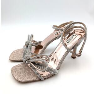 Badgley Mischka Effie Rhinestone Bow Evening Sandals Champagne Size US9 EU40